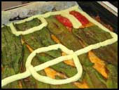 Bandera con pimiento y puré Bandera con pimiento y puré